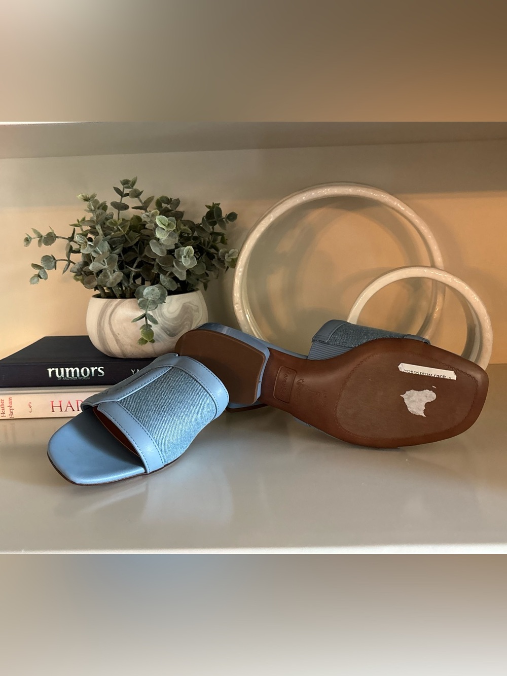 Franco Sarto Light Blue Open-Toe Slide Mules - Picture 3 of 4